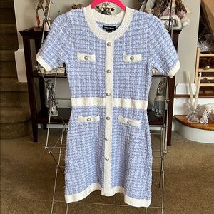 Chic Women’s Dress in Blue and White